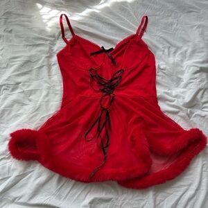 Elegant Red Lace-Up Women's Intimate